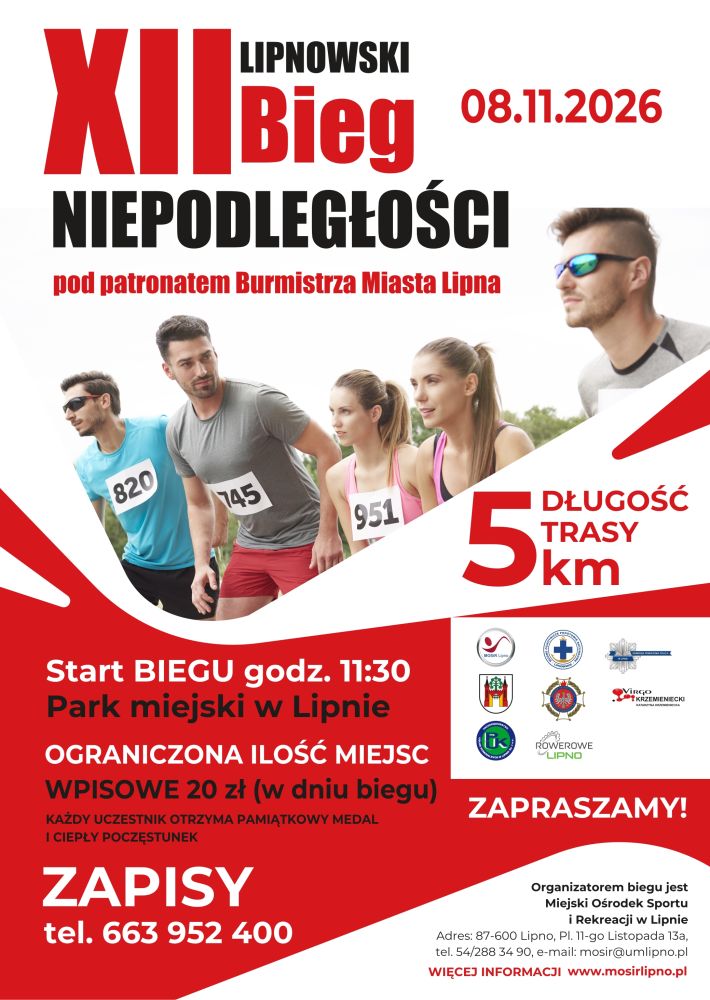 XII LIPNOWSKI BIEG NIEPODLEGŁOŚCI 08.11.2026 - ZAPISY